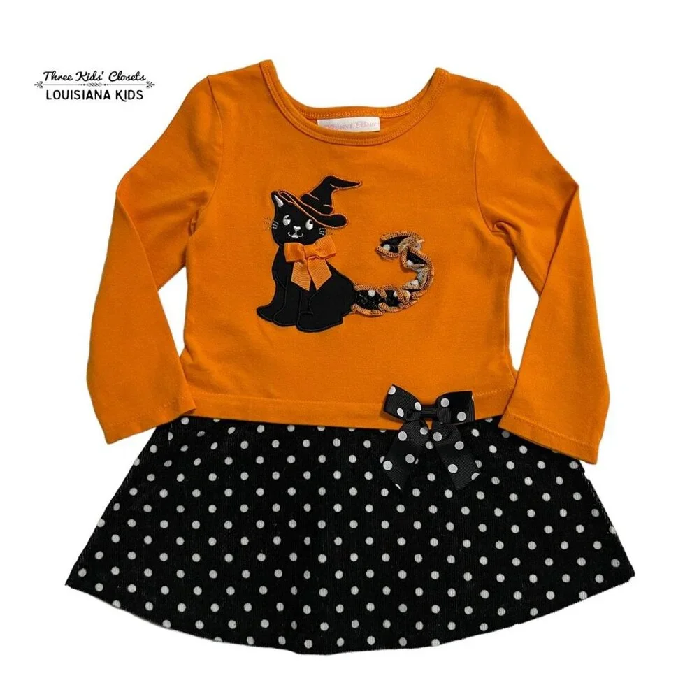 Bonnie Baby 24m Halloween Black Cat Appliqué Dress